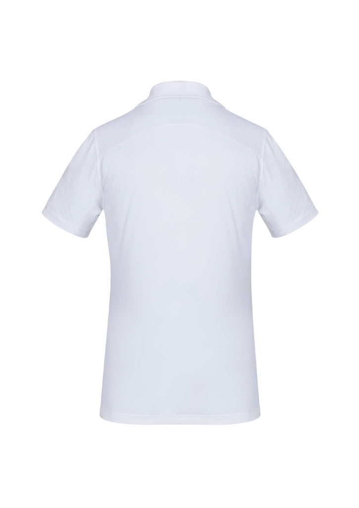 Ladies Aero Polo in white, size 14, featuring lightweight, moisture-wicking fabric, UV protection, and stylish heathered design.