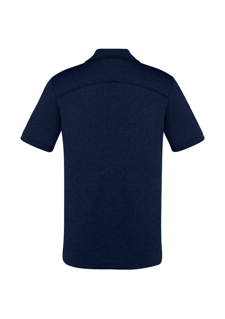 Navy Mens Aero Polo in Size S featuring soft, moisture-wicking fabric, modern pattern, and flat-locked seams for comfort.