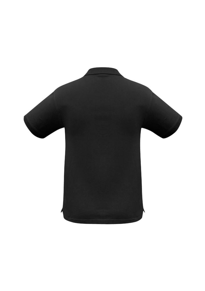 Men's Oceana Polo in black, size M, featuring a knitted collar, 3-button placket, and comfortable cotton-elastane blend.