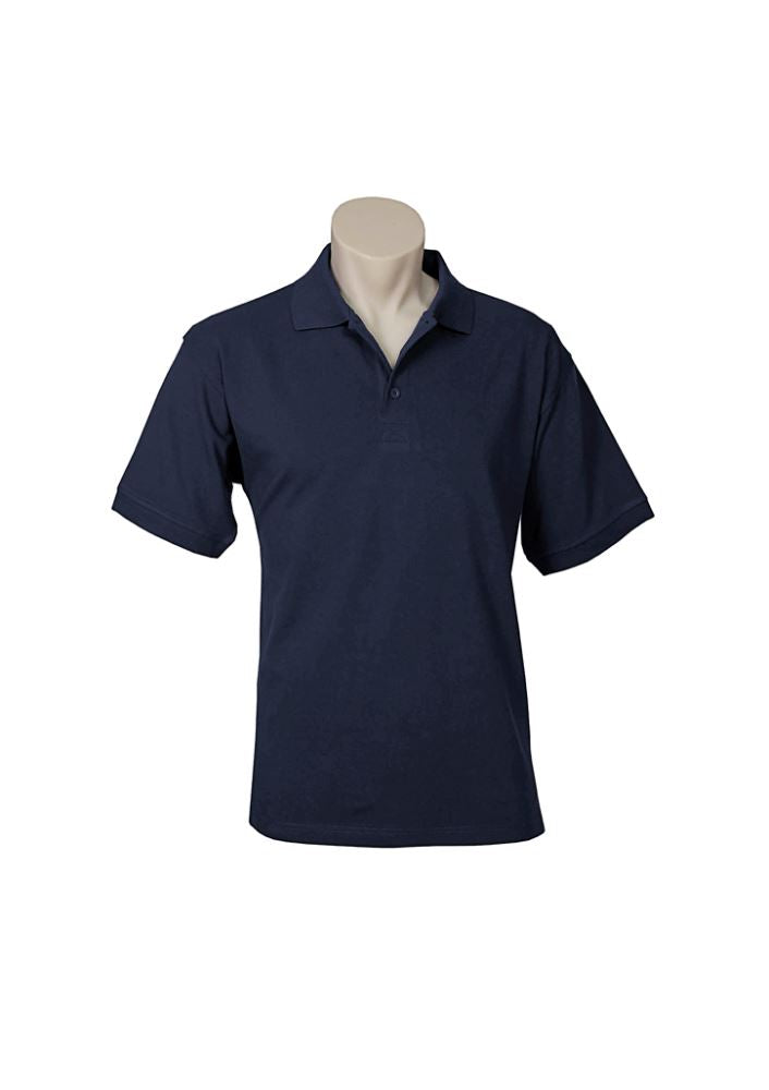 Men's Oceana Polo in Navy, Size 3XL, featuring soft pique knit, 3-button placket, and side splits for comfort and mobility.