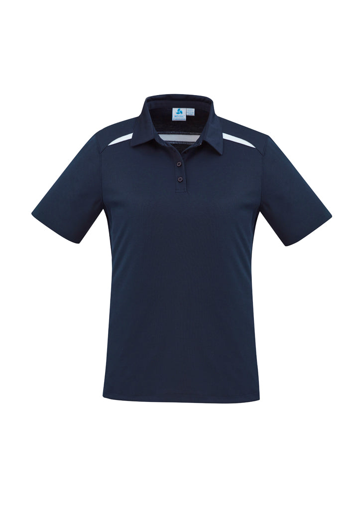 Ladies Sonar Polo in Navy/White, size 18, featuring breathable fabric, stylish contrast panels, and modern collar for comfort.