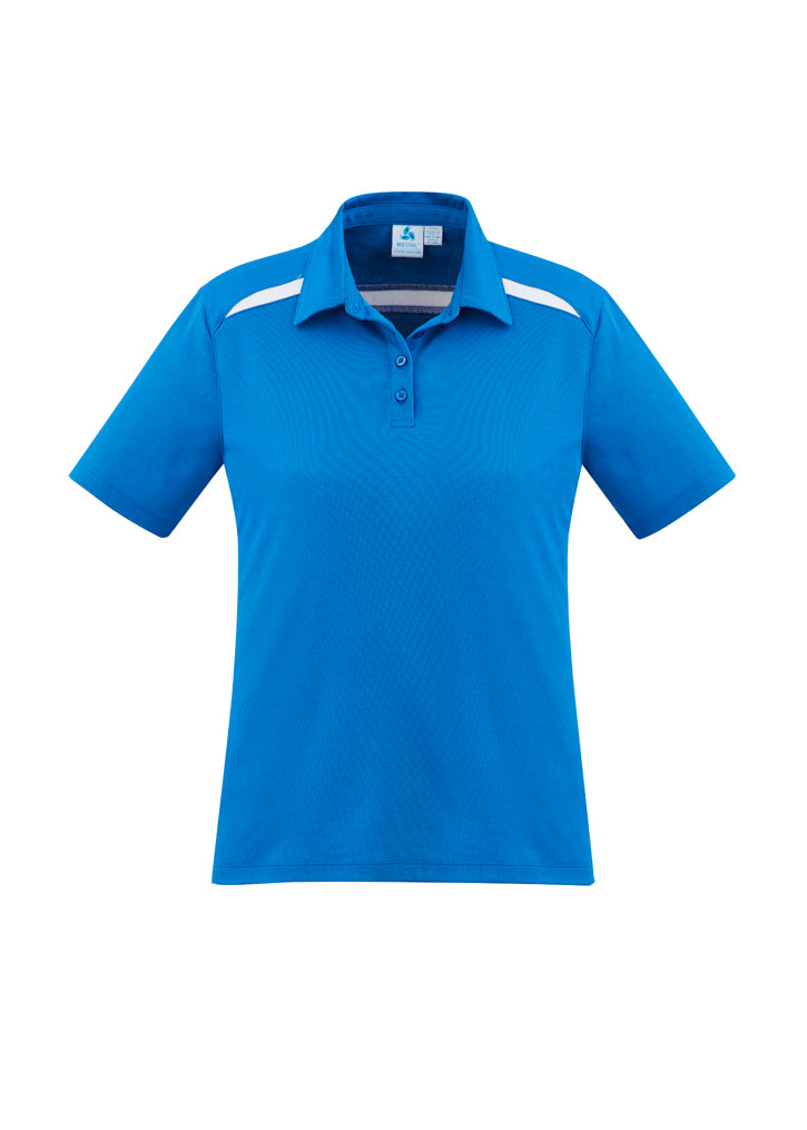 Ladies Sonar Polo in Royal/White, size 24, featuring breathable fabric and stylish contrast panels for comfort and elegance.
