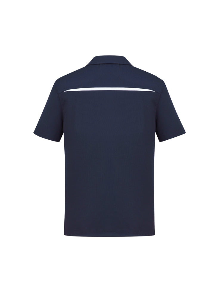 Men's Sonar Polo in Navy/White, 5XL, featuring breathable knit, contrast panels, and UPF protection for stylish comfort.