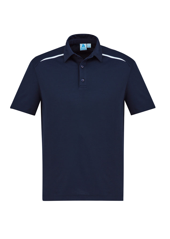 Mens Sonar Polo in navy and white, 2XL, features breathable fabric, modern collar, and stylish contrast panels.