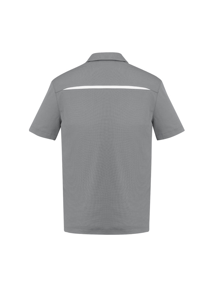 Mens Sonar Polo in Silver/White: breathable fabric, stylish design with contrast panels, perfect for casual and outdoor wear.