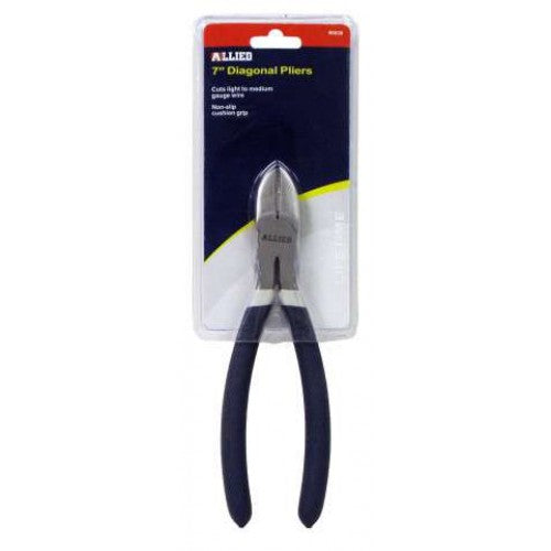 Diagonal plier 7" with high-quality cutting edges, durable carbon steel, and ergonomic cushion grips for precision cutting.
