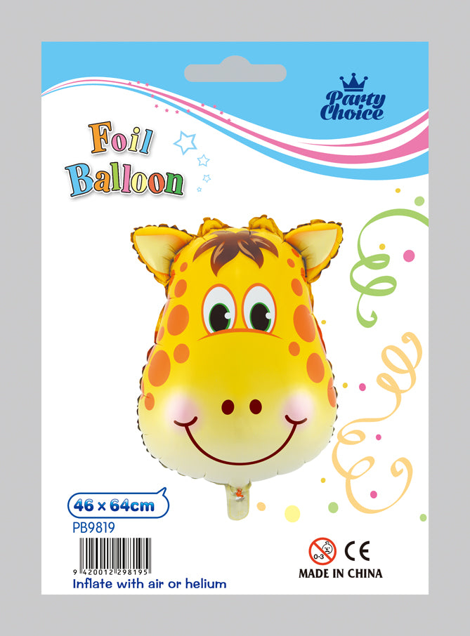 Vibrant Giraffe Foil Balloon, 46cm x 64cm, perfect for parties and celebrations, adds whimsy and joy to any decor.
