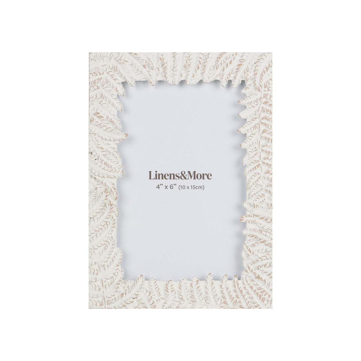 Elegant fern leaf photo frame for 4x6 photos, perfect for home decor and gifting, measuring 13.4 x 17.8 x 1.5 CM.