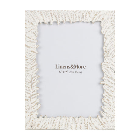Elegant 5x7 photo frame featuring a delicate fern leaf design, perfect for showcasing cherished memories in any decor.