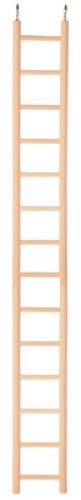 Wooden 14-rung bird ladder, 91cm long, ideal for canaries and parakeets, promoting climbing and exercise in birdcages.