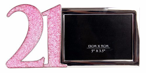 Elegant pink photo frame for 21st birthdays, measuring 23.6 x 1.5 x 11cm, perfect for cherished memories.