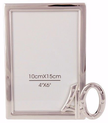 Elegant 40th photo frame, 14 x 1.5 x 16.5 cm, holds 4x6 inch photos, perfect for cherishing special memories.