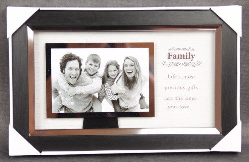Elegant photo frame with mirror edge, perfect for showcasing family memories in any home decor.