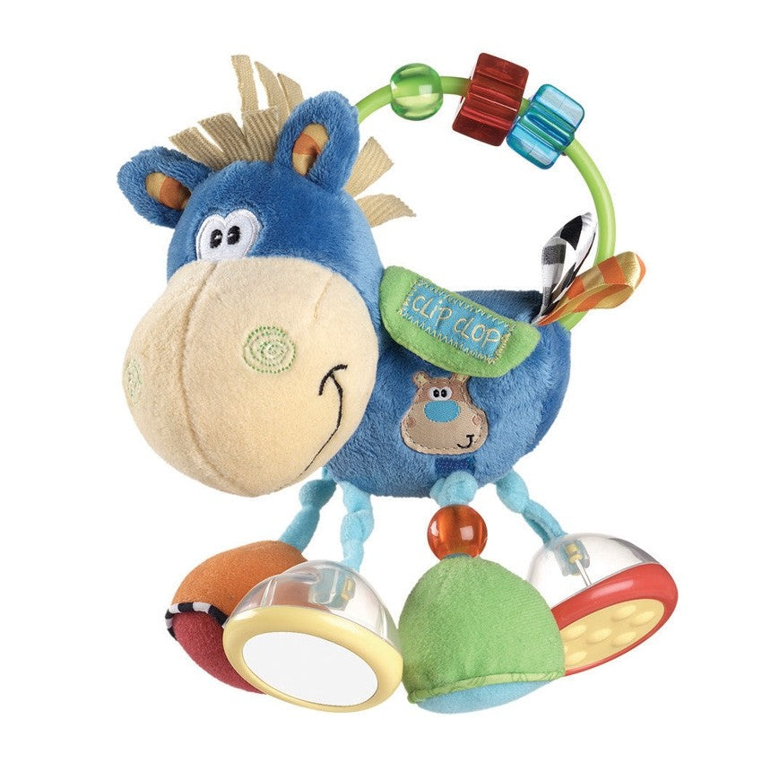 Colorful Activity Rattle Toy Box Clopette with textures, sounds, and features for infants to enhance sensory and developmental play.