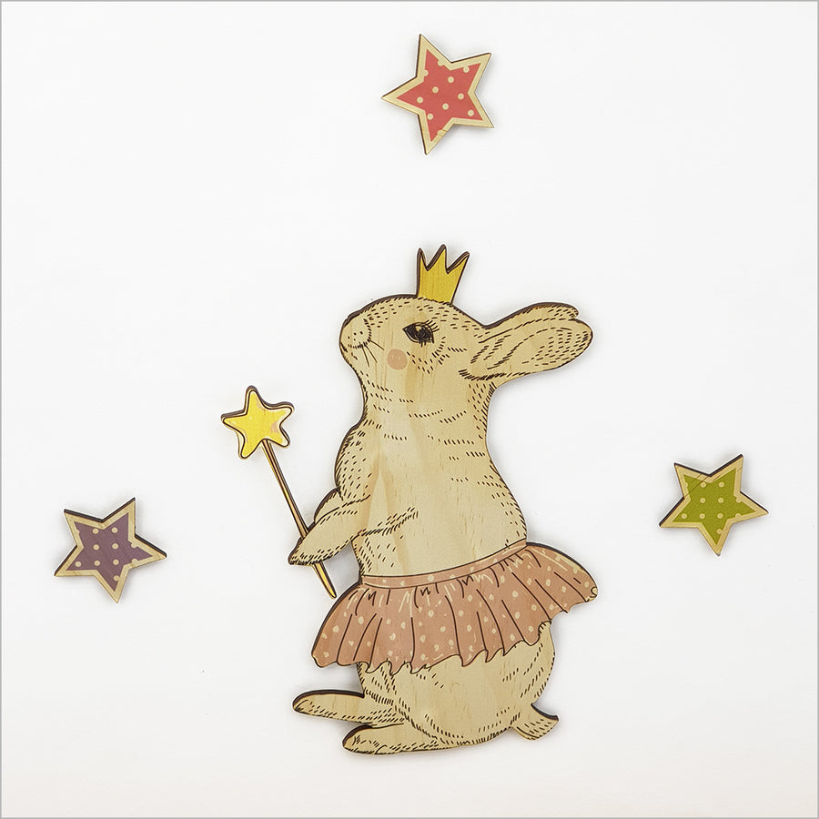 Pine Wall Art featuring handcrafted Bellarina bunnies, perfect for adding charm and warmth to any room.
