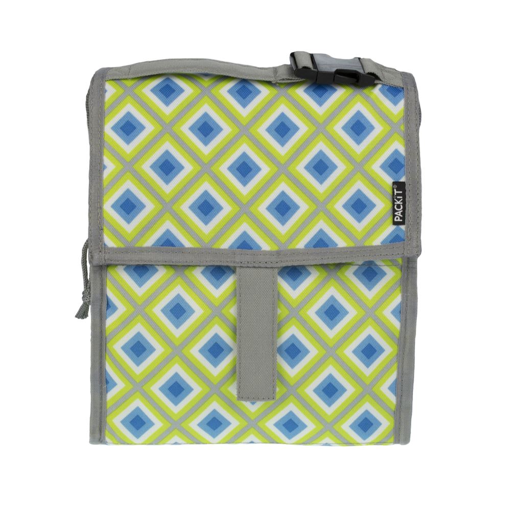 Personal Cooler Geometric by Packit, a stylish, foldable cooler that keeps food and drinks chilled for 10 hours.