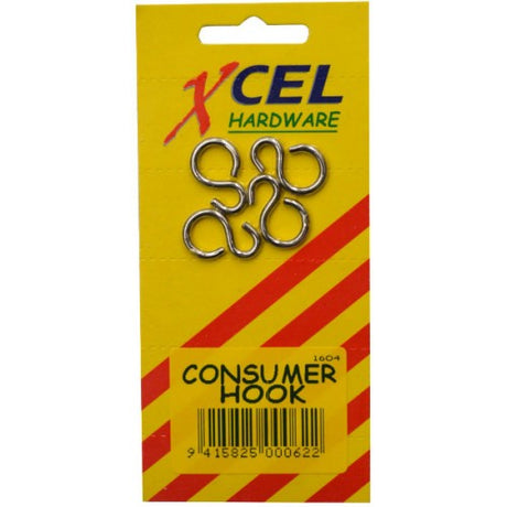Nickel-plated consumer hooks for versatile chain connections, ideal for plumbing and home improvement projects. Pack of 4.