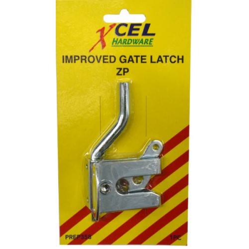 High-quality steel gate latch assembly with automatic mechanism, thumb switch, padlock option, and zinc plated finish for durability.