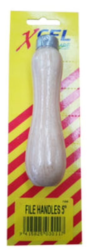 Wood File Handle #5 Xcel: 125mm ergonomic hardwood handle with metal ferrule for durability and comfort in woodworking.