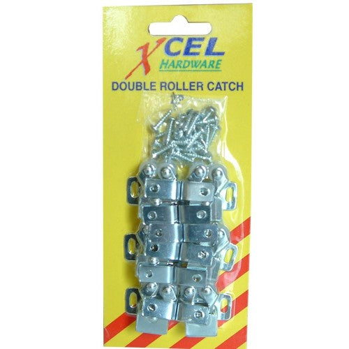 Metal double roller catch for cabinets and doors, ensures silent operation, includes screws, fits 10-30mm thickness, pack of 6.