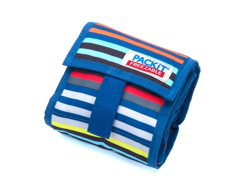 Vibrant Cali Stripes wine cooler bag, folds for storage, chills wine for 10 hours, perfect for outdoor gatherings.