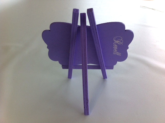 Mini purple easel blackboard, perfect for creative displays at events and home decor, size 16 cm x 12.5 cm.