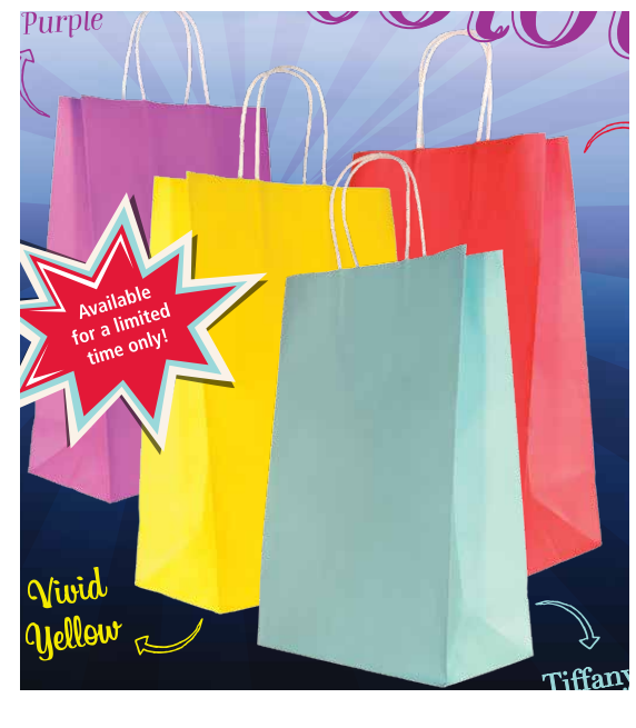 Bright red twist handle gift bags, 50 units, premium quality paper, ideal for retail, crafts, and party favors.