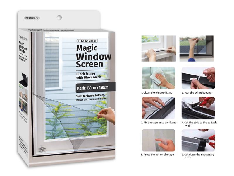 Durable black mesh window screens (1.5m) in 12-pack, perfect for keeping bugs out while enjoying fresh air.
