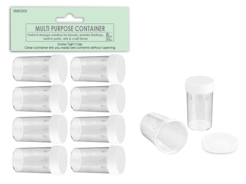 Clear 20ml screw-top containers for organizing beads, jewelry, and craft supplies; 36 packs for efficient storage.
