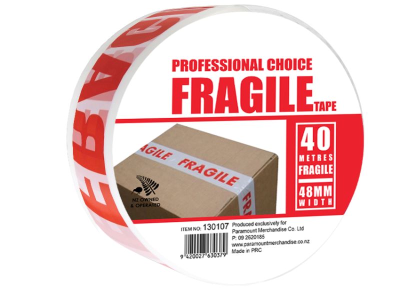 Set of 6 FRAGILE Tape rolls, each 40M long, featuring bold print for marking delicate packages securely during shipping.