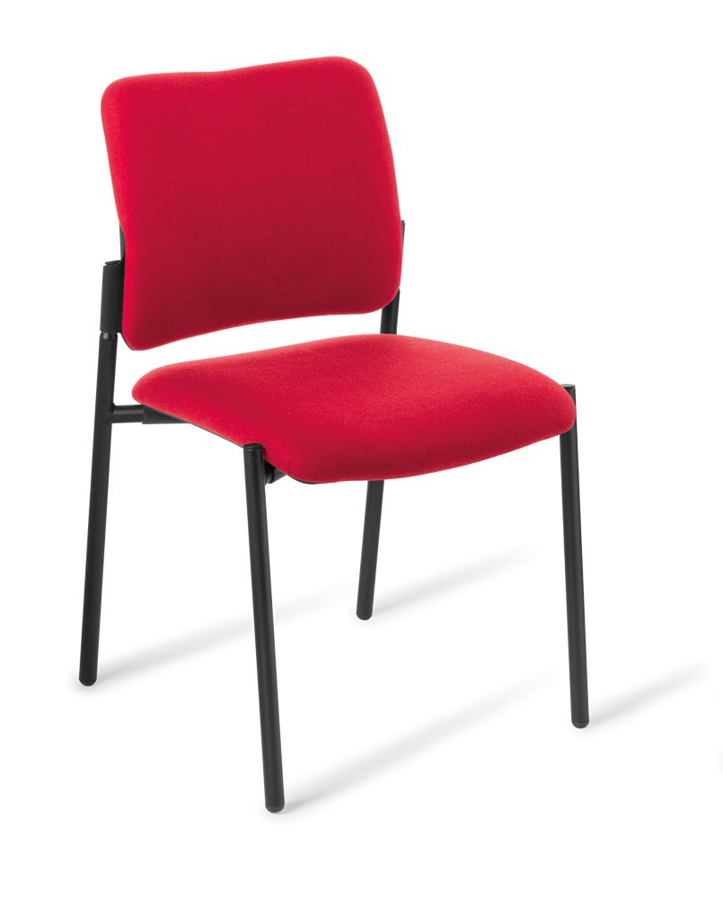 Polo Visitor Chair by Ladybird with sleek black frame, ergonomic backrest, and stackable design for office spaces.