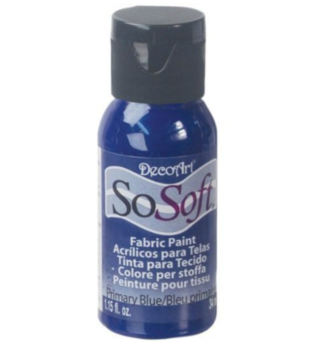 So Soft Fabric Acrylic 1oz in Primary Blue, a vibrant and soft fabric paint for easy application and rich, durable color.
