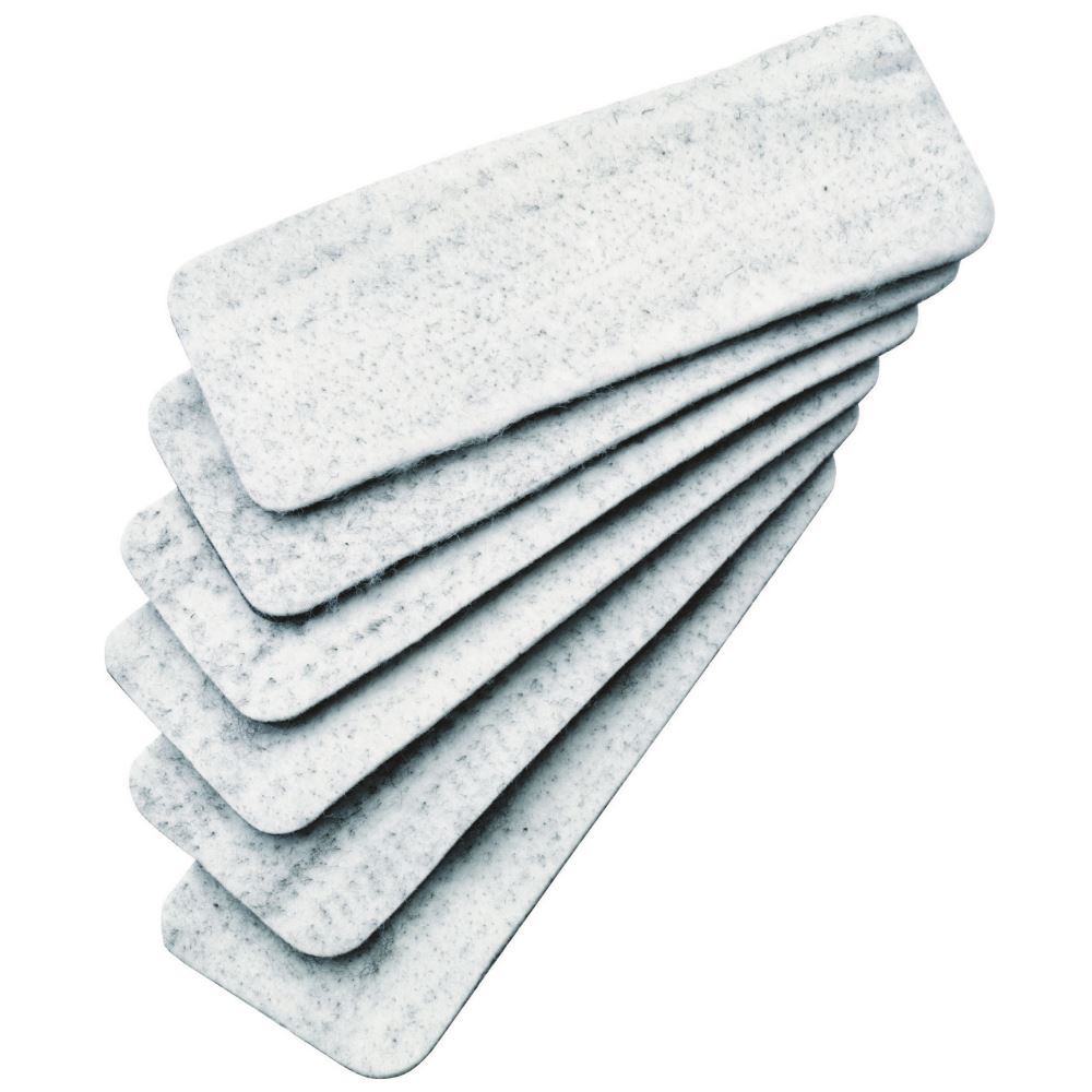 Six double-sided refill pads for Quartet Magnetic Whiteboard Eraser, enhancing performance on whiteboards and chalkboards.