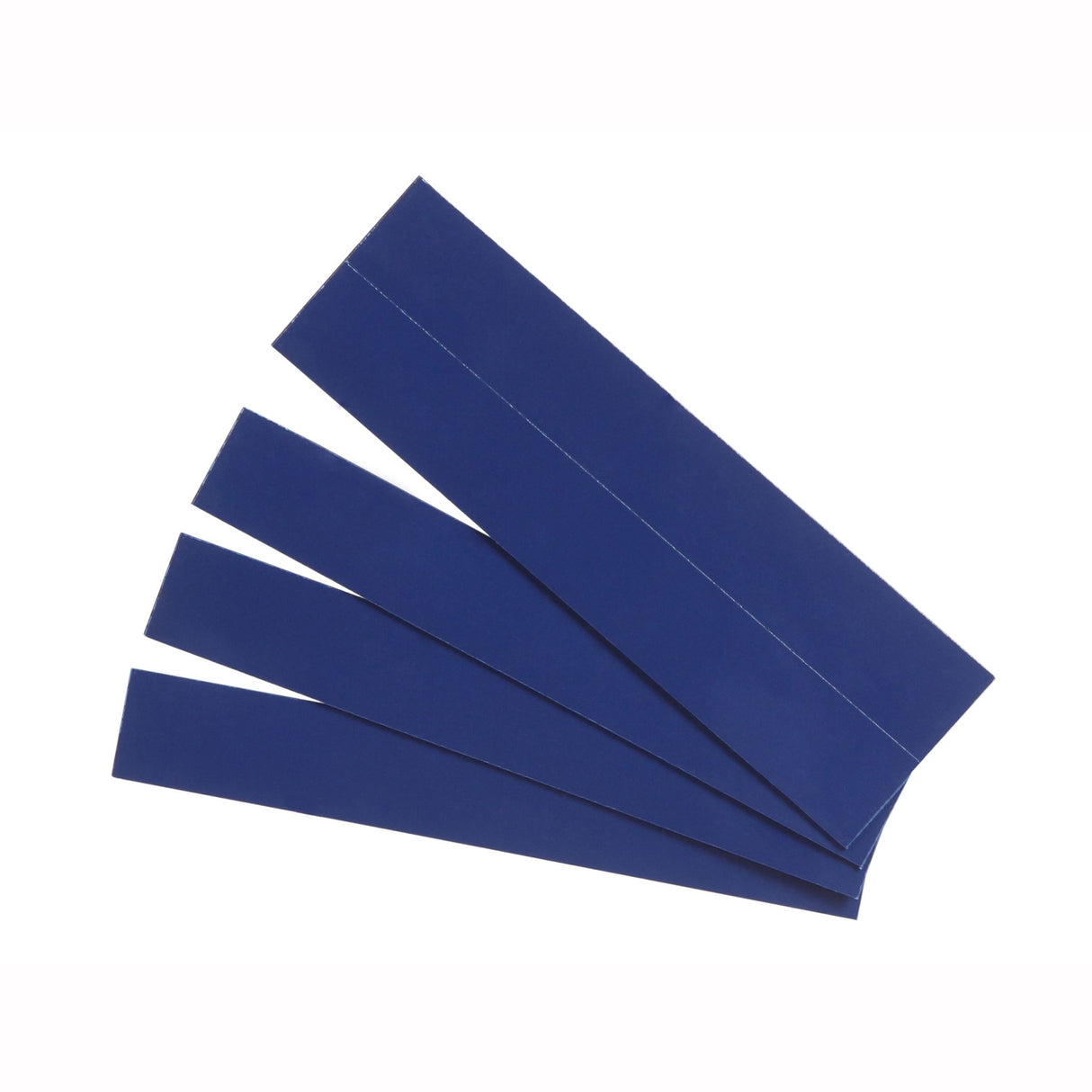 Quartet Magnetic Strips in vibrant blue, 25-pack, ideal for organizing papers and displaying photos on magnetic surfaces.