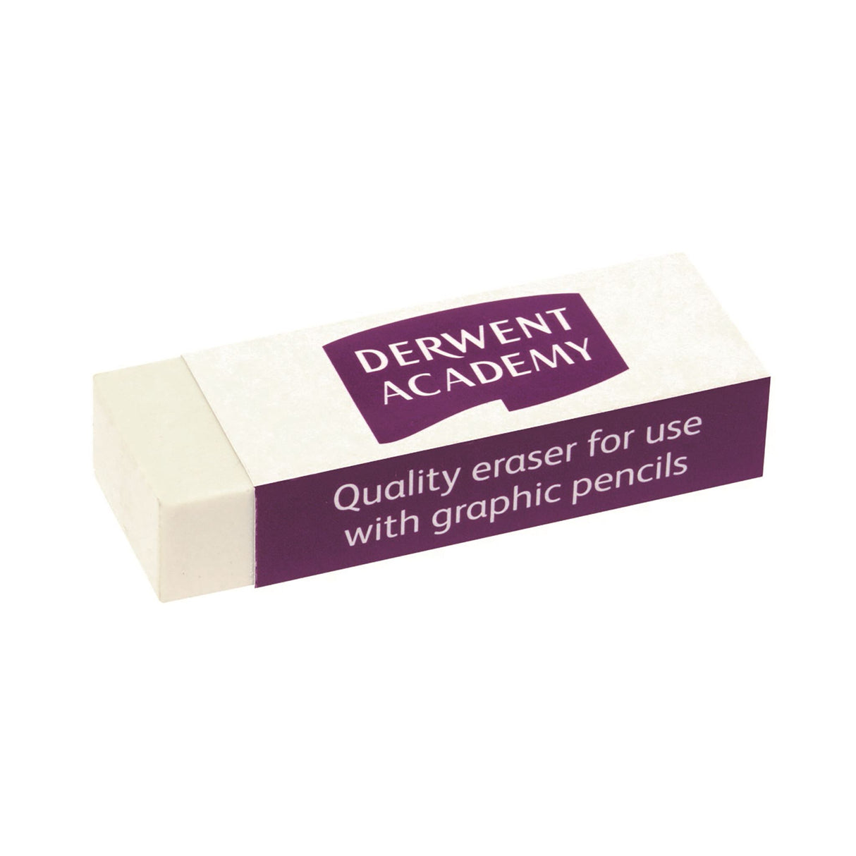 Large Derwent Academy Eraser in shrinkwrap, designed for precise graphite removal with clean edges for detailed artwork.