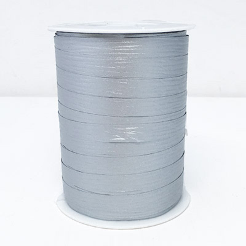 High-quality 10mm silver curling ribbon, 250 meters long, perfect for elegant gift wrapping and creative decorations.