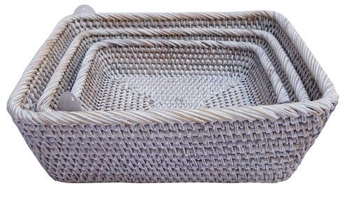 Set of 3 handcrafted rattan baskets, perfect for elegant storage and decor in any room, blending natural style with functionality.