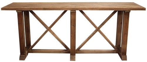 Console Table - Double X  - Reclaimed Oak Top / Old Pine