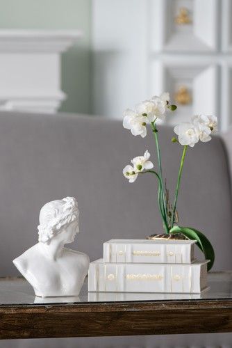 Large Julian Bust Statue in glossy white ceramic, blending classic elegance with modern design for stylish interior decor.