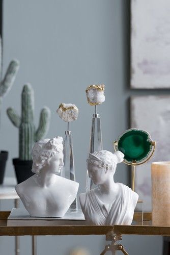 Elegant medium ceramic bust statue with glossy white glaze, perfect for modern and traditional home decor.