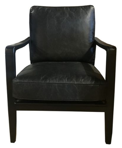 Leather Occasional Finn Chair - Belon Black / Black Frame