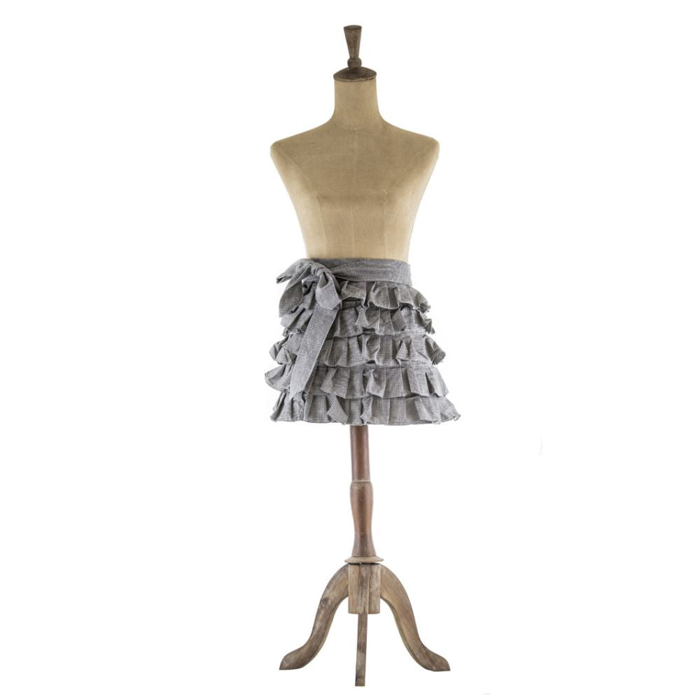 Stylish Raven frill half apron, 45 x 50 cm, featuring eco-friendly materials for cooking and crafting elegance.