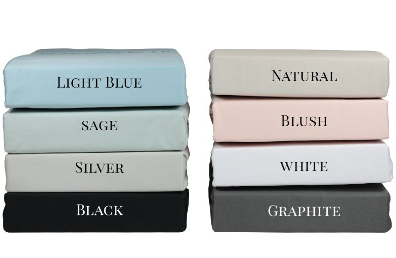 Luxurious black queen sheet set with a 50cm drop, 300TC cotton for breathable comfort year-round, includes flat, fitted sheets, and pillowcases.