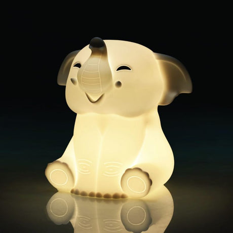 Adorable 14cm elephant LED lamp with touch controls, 6 brightness levels, and a soft silicone design for children's comfort.