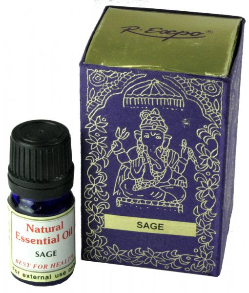 Essential Oil - Sage 5ml bottle, promoting relaxation and clarity with a calming herbal aroma for wellness and aromatherapy.
