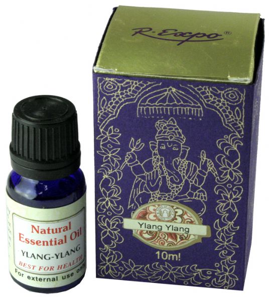 10ml Ylang-Ylang Essential Oil in a sleek bottle, offering floral fragrance for mood enhancement and relaxation.