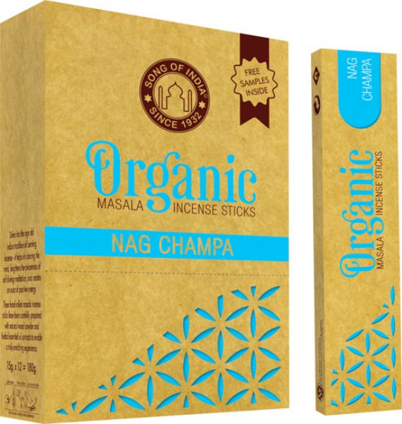Organic Masala Incense Sticks Nag Champa, 15g, offering calming scents for meditation and relaxation, eco-friendly and chemical-free.