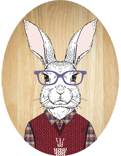 Plywood oval wall art featuring an adorable rabbit silhouette, perfect for adding charm to any room.