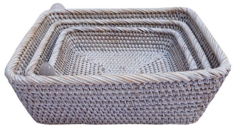 Set of 3 woven rattan baskets, measuring 290x250x210mm, perfect for stylish storage and enhancing home decor.