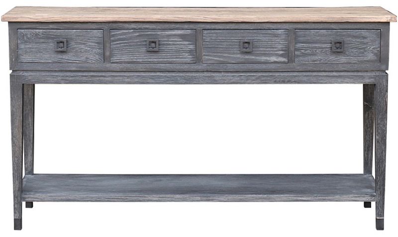 Console - Oak 4 Drawers W/ Shelf (1.6M)
